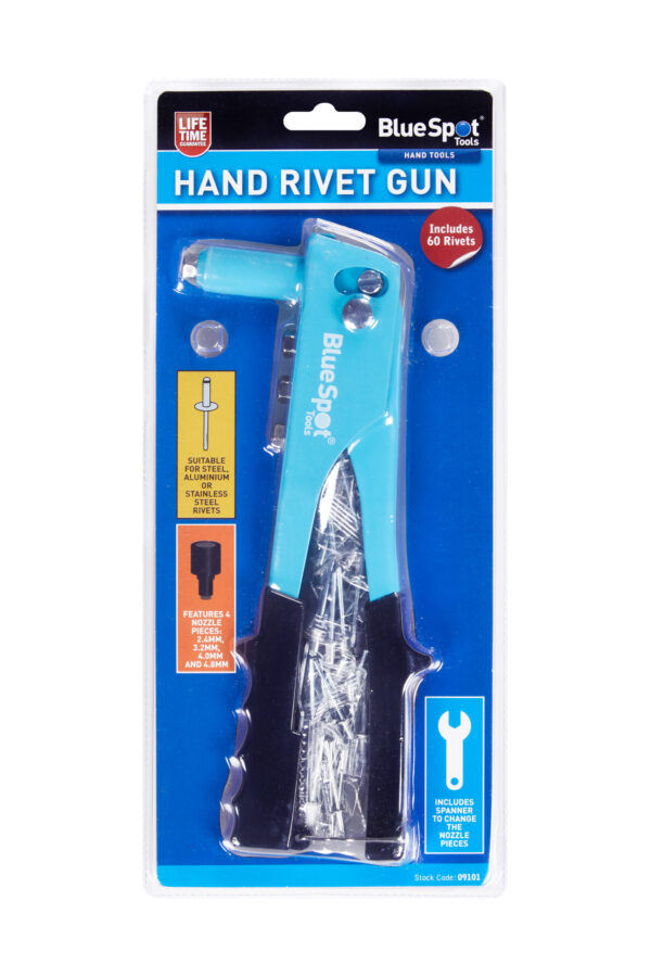 Blue Spot Hand Rivet Gun with 60 Rivets