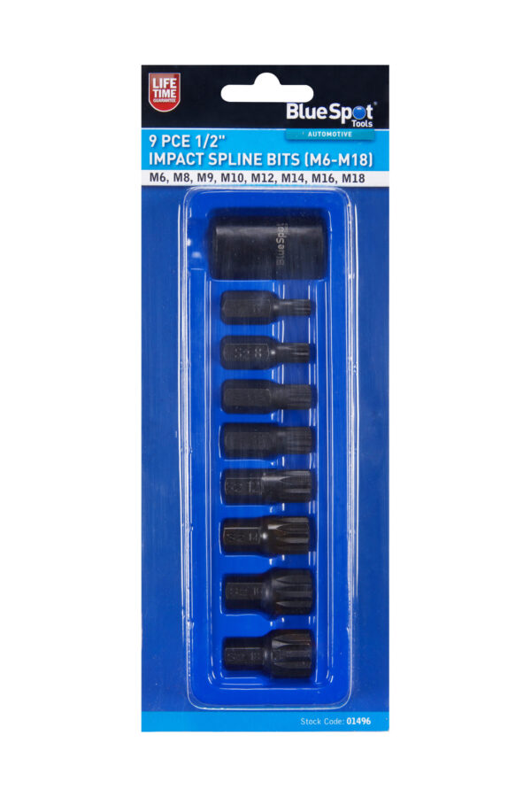 Blue Spot Tools 9 Piece 1/2 inch Impact Spline Bits