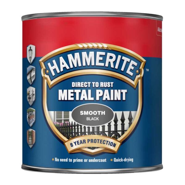 Hammerite Metal Paint - Smooth Black - 750ml