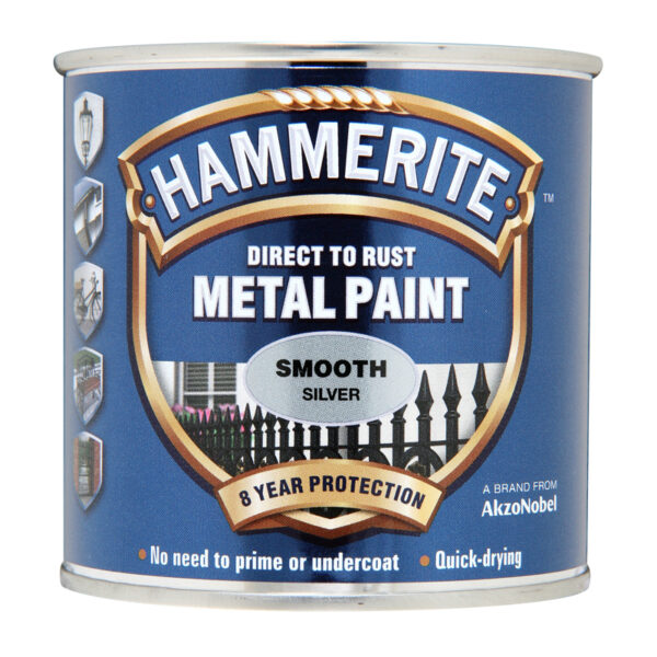 Hammerite Metal Paint - Smooth Silver - 250ml