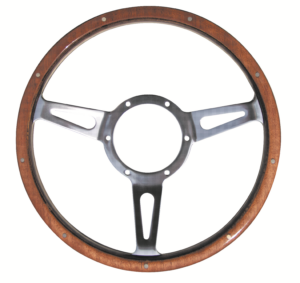 Mountney 17 inch Traditional Classic Riveted Woodrim Flat Steering Wheel