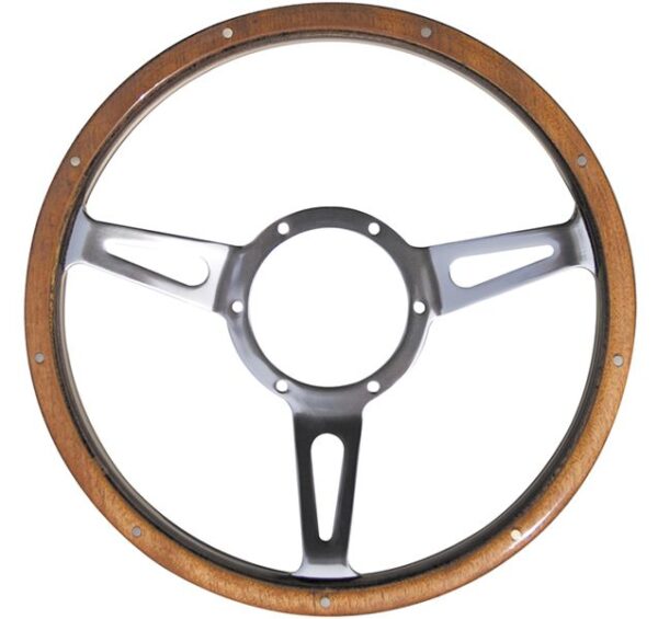 14 inch woodrim semi dished steering wheel