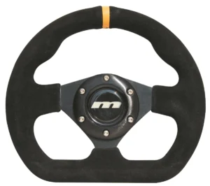 Mountney 'M' Range 250mm 3 Spoke Flat-Dished Black Alcantara Motorsport Steering Wheel - Flat Bottomed