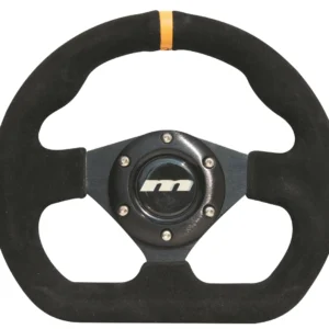 Mountney 'M' Range 250mm 3 Spoke Flat-Dished Black Alcantara Motorsport Steering Wheel - Flat Bottomed