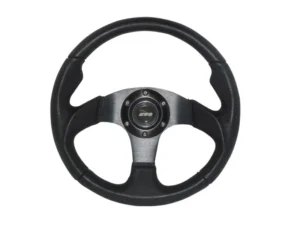 Mountney 'M' Range 300mm 3 Spoke Semi-Dished Black Leather Steering Wheel - Black Centre