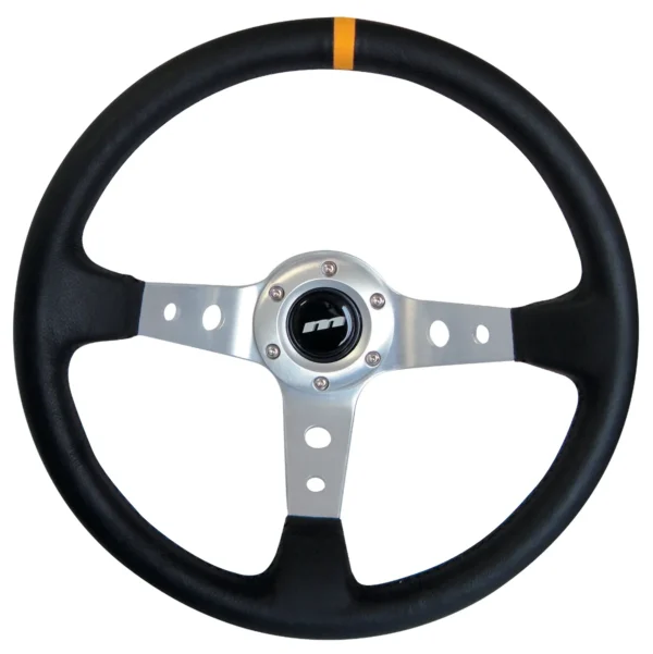 Mountney 'M' Range 340mm 3 Spoke Deep-Dished Black Alcantara Rally Steering Wheel Silver Centre