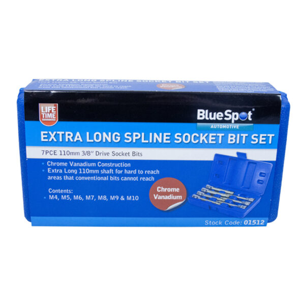 Blue Spot 38D Extra Long Spline Socket Bit Set - 7 Piece-2