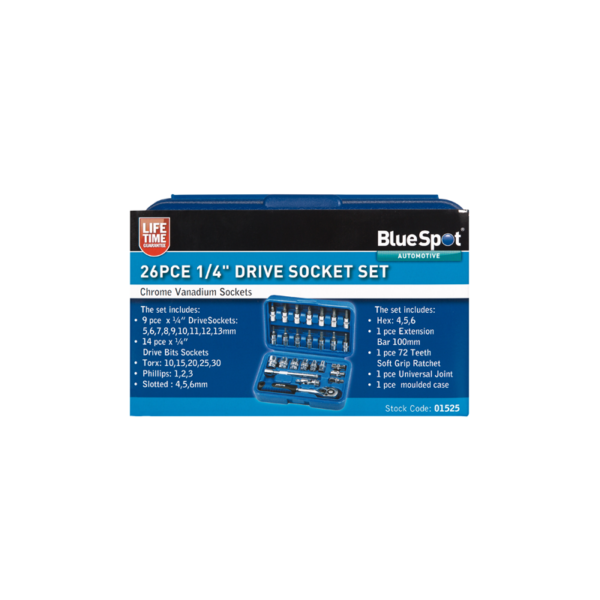 Blue Spot 26pc 1/4" Socket Set 5-14mm