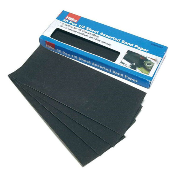 Hilka 1/3 Sheet Assorted Sandpaper Set - 30 Pieces