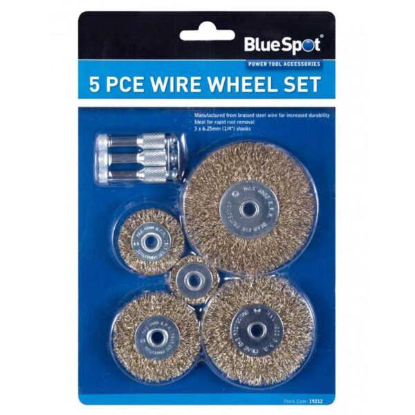 Blue Spot Wire Wheel Set - 5 Piece Packaging