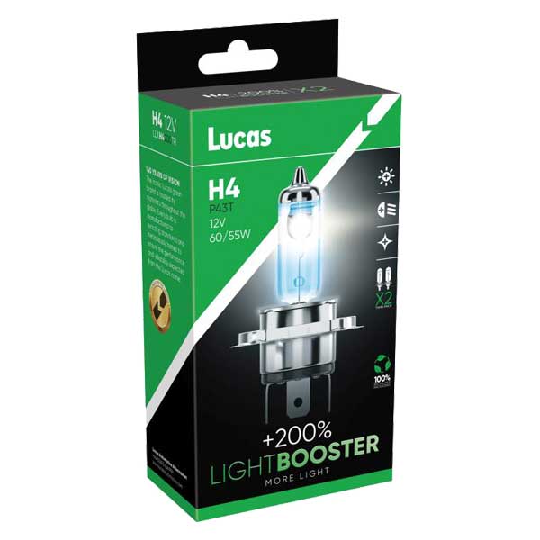 Lucas H4 200% LightBooster Headlight Bulbs