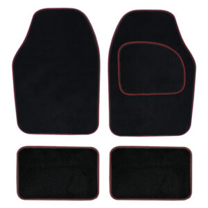 Black Carpet Car Floor Mats (Red Piping)