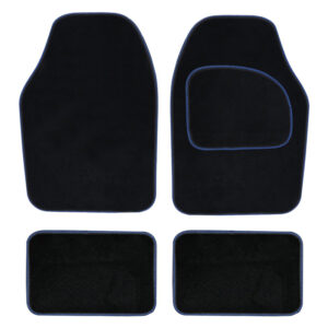 Black Carpet Car Floor Mats (Blue Binding)